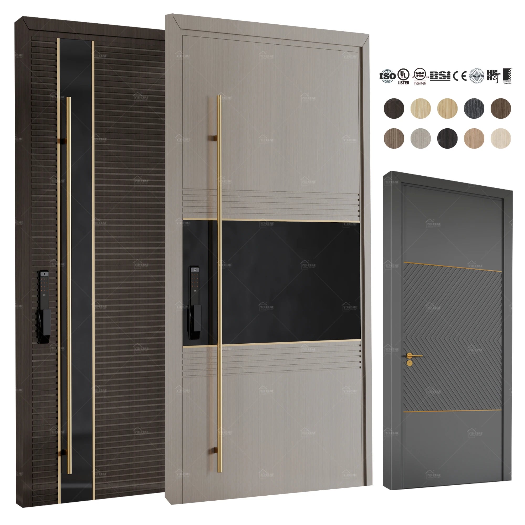 China Top Manufacturer Front Entrance Door High Quality Modern Security Solid Wood Entrance Door