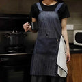 Wholesale Cotton Polyester Cross Back Stripe With Towel Household Kitchen Apron With Large Pocket
