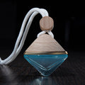 Wholesale 10ml Square Glass air Freshener Difuser Empty clear Car Hanging Perfume Bottle With Wood Cap