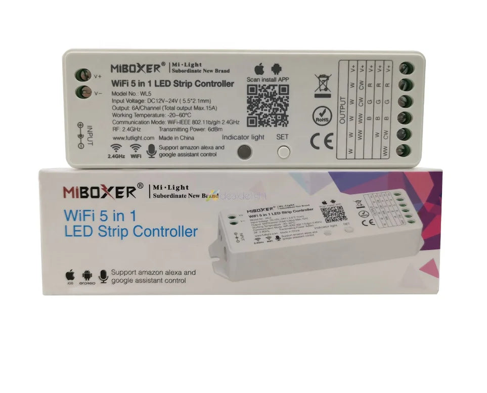 WiFi 5 in 1 LED Strip Controller RGBW RGB CCT LIGHT  ALEXA VOICE PHONE APP CONTROL