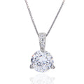 Female S925 Sterling Silver Fashion Inlaid Zircon Pendant Clavicle Chain Cubic Zirconia Stone Round Necklace Pendant