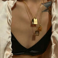 2022stainless Steel Inspirational Necklace Gold Plated Engraved Square Dainty Pendant Letters Chain Necklace