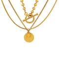 Fashion Three -layer Chain Queen's Portrait Round Pendant Bead Chain Stacking Wearing Necklace Non Tarnish