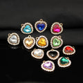 AA01348 Diy Jewelry Alloy Colored Cubic Zirconia Rhinestones Purple Heart Charms for Jewelry Making Accessories