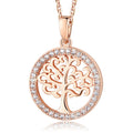 Wholesale 925 Sterling Silver Women's Necklaces Trendy Tree of Life Pendant with Zircon Box Chain for Engagement Wedding Party