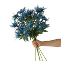 M124 DIY Scottish Rustic Wedding Bouquet Centerpiece Home Decor Holly Long Stem Artificial Silk Eryngiums Blue Thistle Flower