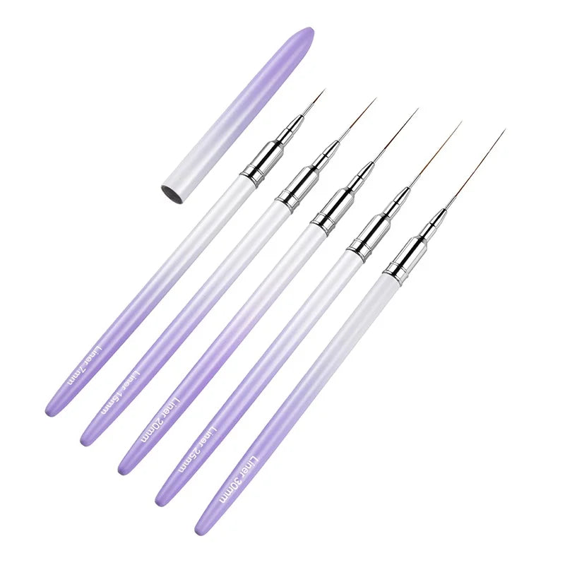 Nail Art Drawing Pen Set Extremely Fine Drawing Brush Purple and White Gradient Painting Pen