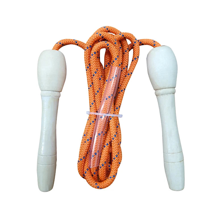 Customized Adjustable Durable Polyester Wooden Jump Rope Speed Skip Rope Wooden Handle