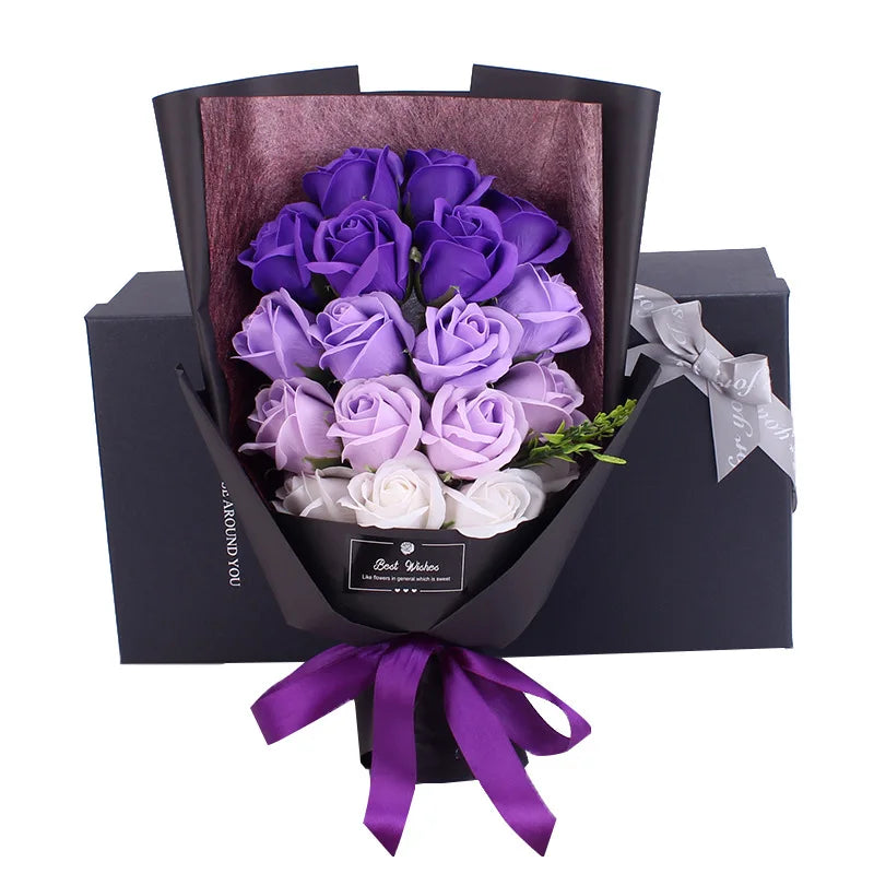 2025 Home Decor OEM Quality Eco-Friendly Artificial Flowers Roses Soap Rose Flower Bouquet for Valentine'S Day