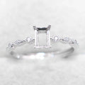 Sterling Silver 4*6mm Semi Mount Ring Square Shape Empty Frame Blank Claws Setting S925 Base Without Center Stone for Inlay DIY