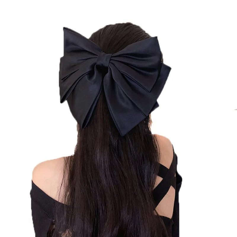 MIO Korea New Women Hair Accessories Multi-layer Large Big Satin Bowknot Spring Hair Clips Handmade Butterfly Hairgrip