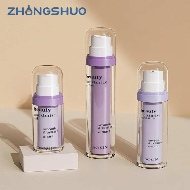 Custom Premium Cosmetic Plastic Bottle 15ml 30ml 50ml White Refillable Airless Pump Bottle Double Wall Packaging for Lotion