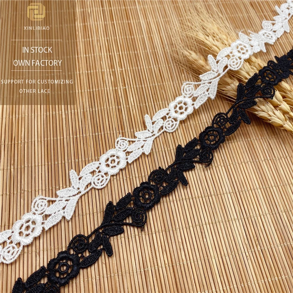 High Quality Polyester Silk Double Lace Spot Embroidery Barcode Flower Circle Design for Clothing Accessories for Bags