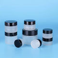 RTS in Stock Cosmetic Storage Packaging 10g 10 Gr 10 Gram 10gr Frosted clear Eye Face Skin Care Cream Glass Jar with Black Lid
