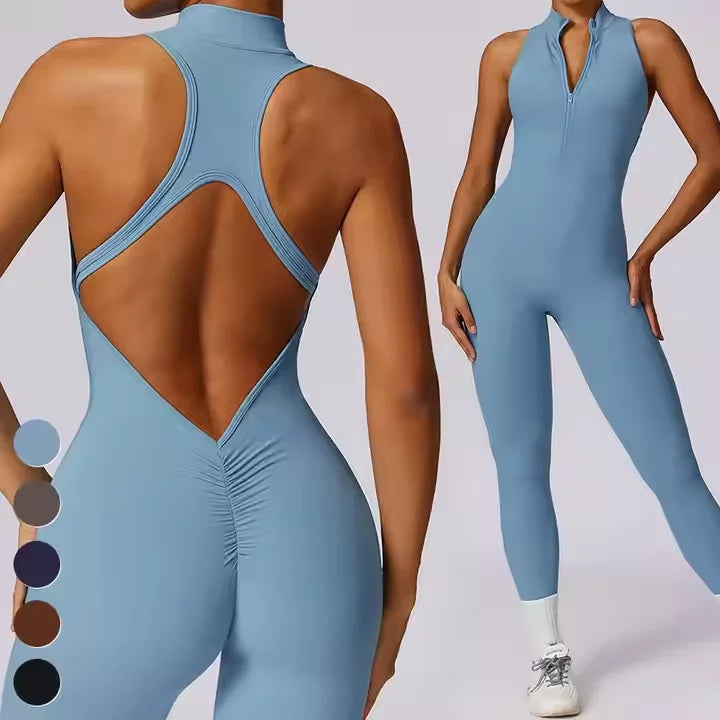 BNICE Hot Women's High Waist One-Piece Yoga Jumpsuit New Beauty Back Body Training Fitness Gym Clothing Elastic Solid Bodysuit