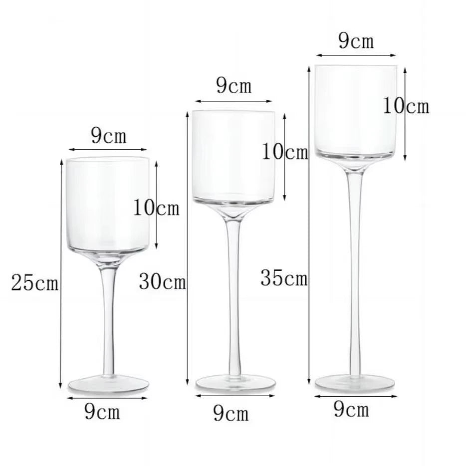 3Pcs a Set Elegant Eco-Friendly Handmade Tea Light Glass Candle Holders for Wedding & Christmas Table Centrepiece 9cm Diameter