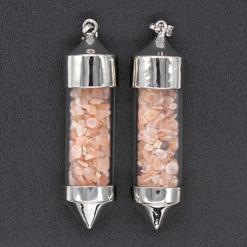 Hongzhuo Accessories Natural Red Aventurine Gravel Bullet-shaped Wishing Bottle Spirit Pendulum Drifting Bottle Pendant Jewelry