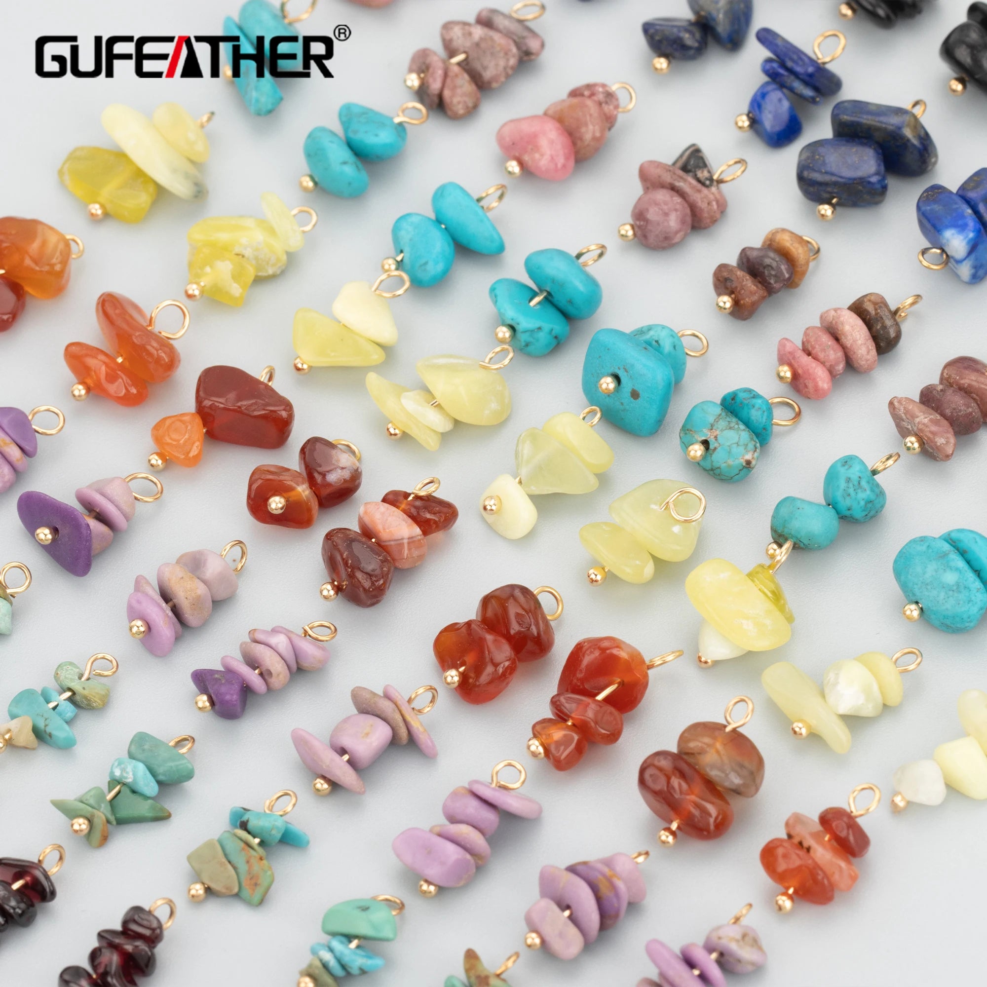 MB49 18K Gold Plated Copper Natural Crystal DIY Pendants Handmade Jewelry Accessories 10pcs/Lot Jewelry Findings & Components