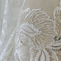 White Leaf Studded Bead Lace Mesh Fabric Handmade Elegant Wedding Dress Qipao Embroidered Door Curtains Tablecloth DIY 100%