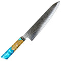 Yangjiang Amber Japanese Damascus Steel Chef Knife with Epoxy Resin Handle Kitchen Use 67-Layer Blade Eco-Friendly