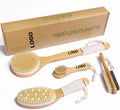 Custom Logo Dry Brush Detoxifying Body Exfoliator Wooden Handle with Natural Biodegradable Sisal Fibers Sweeps Away Dead Skin
