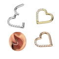 Surgical Steel Clicker Heart Hinged Segment Ring Daith Tragus Cartilage Earring Fashion Body Jewelry Wholesale