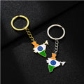 Stainless Steel Enamel India Country Flag Charm Keychain Key Ring 18K Gold Plated Enameled India Map Pendant Key Chain