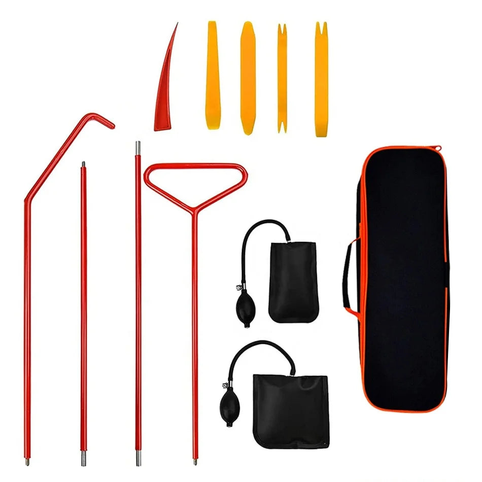 Professional 12pcs Car Tool Kit Emergency Automotive Tool Easy Entry Long Reach Grabber Air Wedge Case Bag Packaging Vehicles