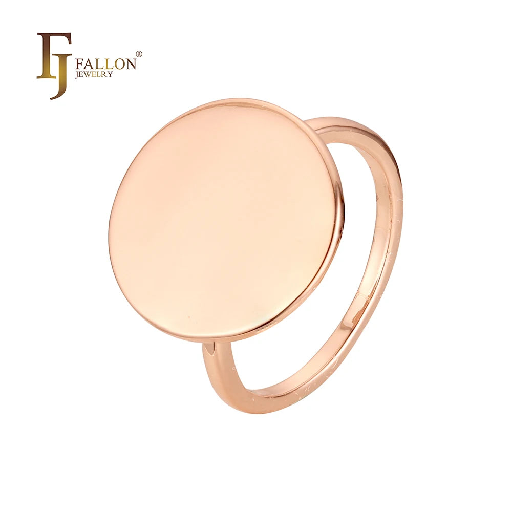 FJ Fallon Fashion Jewelry Rings with Plain Disc Plated in Rose Gold Brass Based