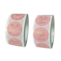 500pcs/roll Handmade Label Wholesale Bronzing Thank You Pink Round Stickers With High Quality