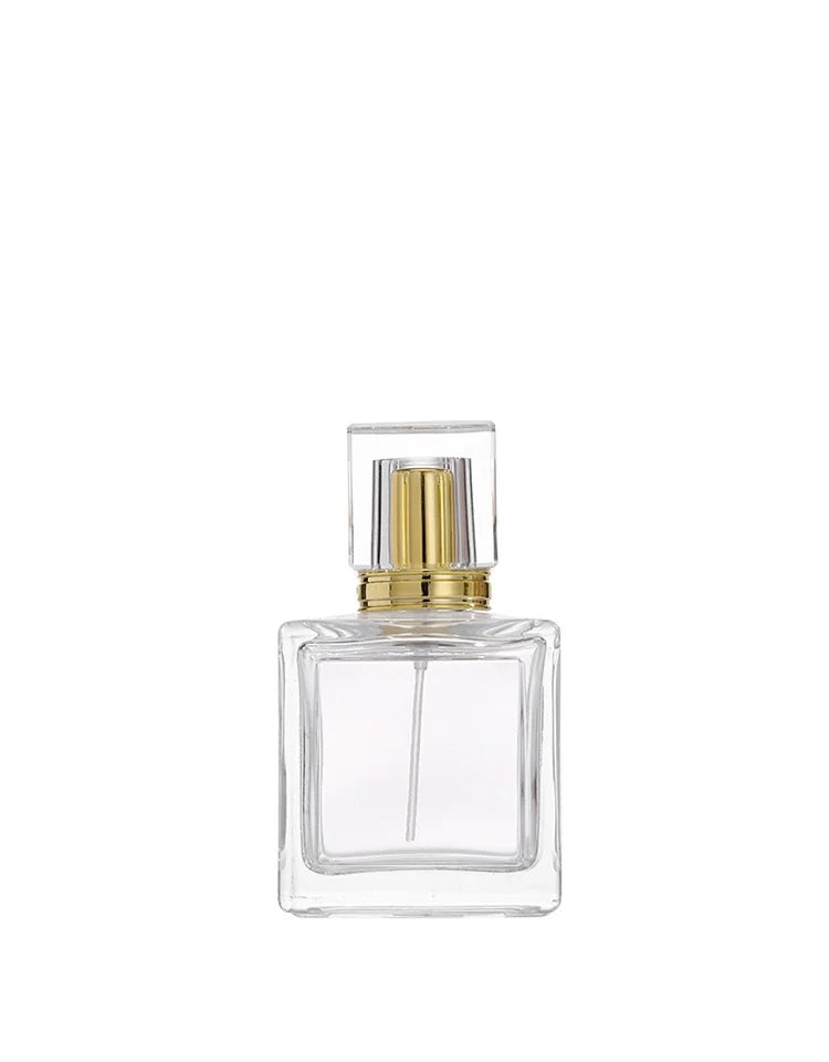 Wholesale in Stock 100ml Transparent Glass Press Spray square High-end Perfume Bottle