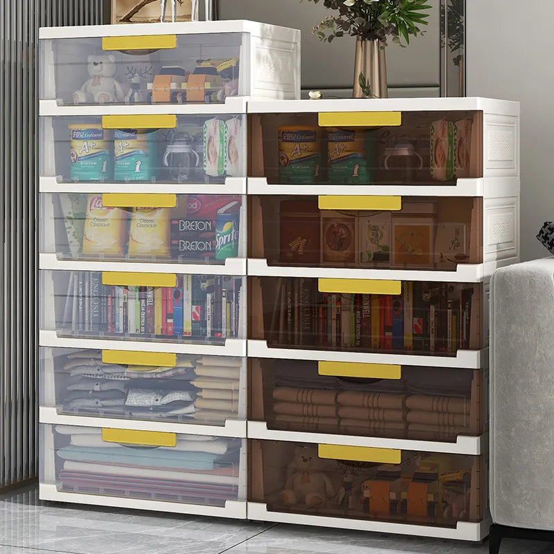 Transparent 5-Layer Plastic Storage Cabinet Drawer for Living Room Clothes Shoes Toys