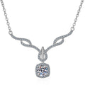 Fine Jewelry Rhodium Plated 925 Sterling Silver Round Brilliant Moissanite Diamond Simple Pendant Necklace Women