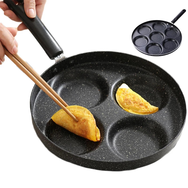 3/4 Four-hole Omelet Pan for Eggs Non-stick No Oil-smoke Breakfast Grill Pan Cooking Pot Ham PanCake Maker Frying Pans Creative