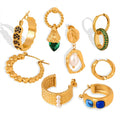 Fashion Textured Geometric Simple Stainless Steel 18K Gold Plated Earrings for Women