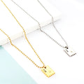 ASON Jewelry PVD 18K Gold Plated 304 Stainless Steel Necklace Custom New Depict Carving Letter Rectangle Pendant Necklace