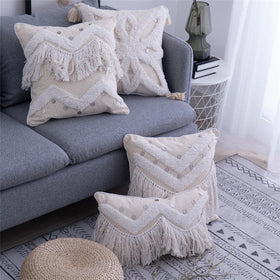 High Selling Handmade Cover Throw Pillow Cover Cotton Boho Tribal Tufted Pillowcase Knit Floor Cushion Cushion Cover
