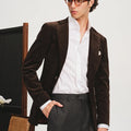 Autumn New Corduroy Suit Jacket Men's Casual Slim Suit Brown Single Western Jacket