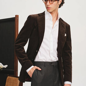 Autumn New Corduroy Suit Jacket Men's Casual Slim Suit Brown Single Western Jacket