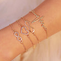 Factory Price Women Alloy Jewelry Crystal Rhinestone 8 Charm Bracelet 4 Pieces Gold Heart Bracelet Set Wholesale