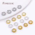 18K Gold Plated Brass Spacer Beads 6.2x2mm Delicate Lace Pattern Flat Spacer Beads for DIY Bracelet Jewelry Findings Components