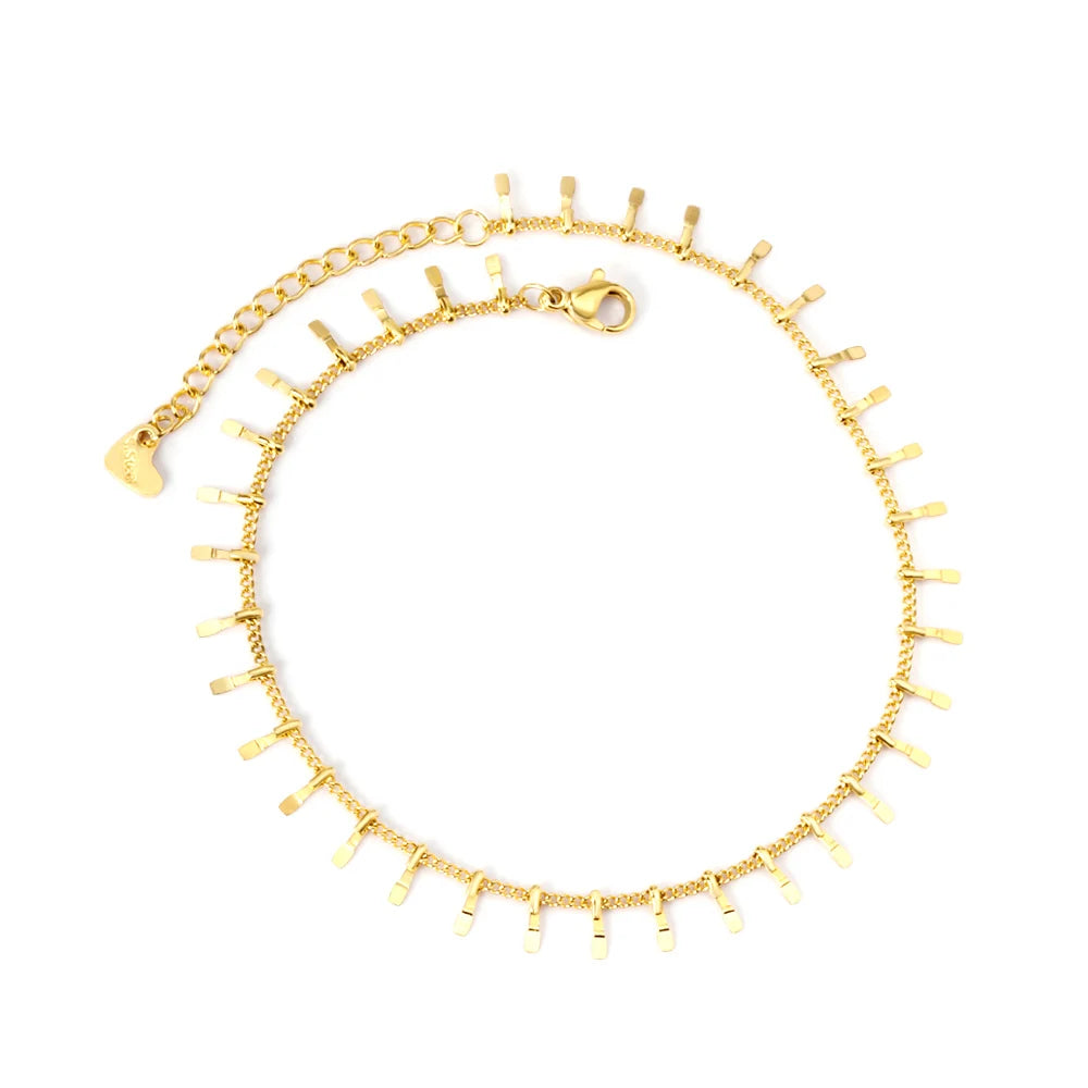New Gift Wedding Geometric Chain Anklet Gold Plated Stainless Steel Women Jewelry for Party