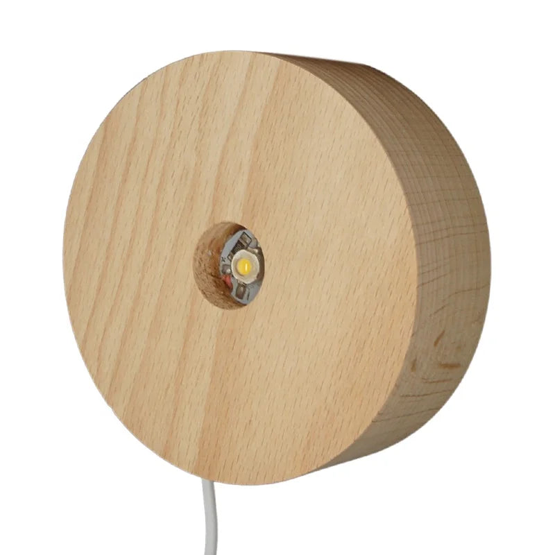 DIY Gift Modern Oval Solid Wood Night Light Base Wooden Acrylic Luminous Desk LED Lamp USB Powered Christmas Lamp Decor