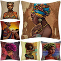 New Style African Women Vintage Printed Cooling Knitted Eco-Friendly Character Square Home Decor Cushion Covers 18x18 Inch