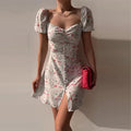 Summer Flower Print Woman Dress With Front Logo Breathable Casual Robe Femme Eleg for Spring and Winter Seasons