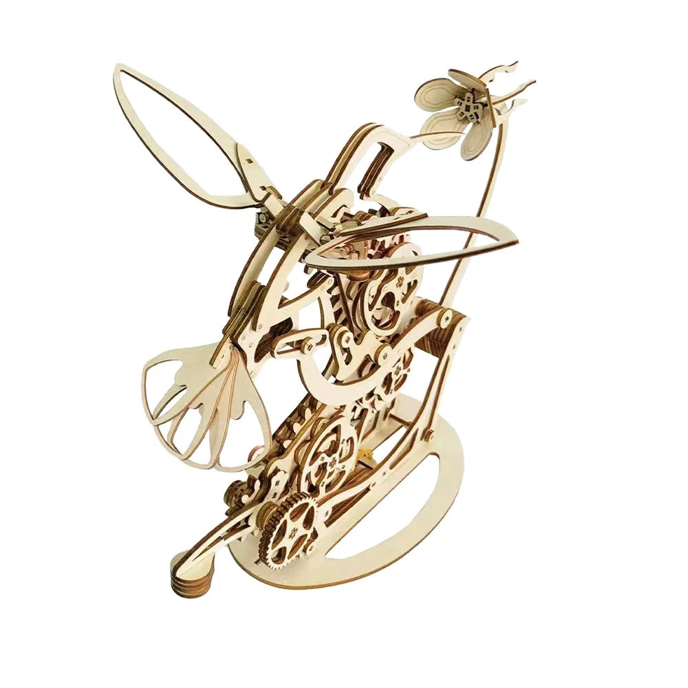 Educational DIY 3D Wooden Jigsaw Puzzle Assembled Bird Flower Crafts Ornament Mechanical Gears Hummingbird Promotional Toys