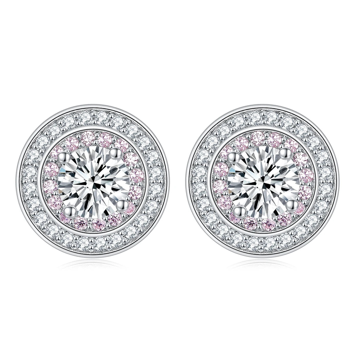Classic Sterling Silver Jewelry Round CZ Gemstone Stud Earrings