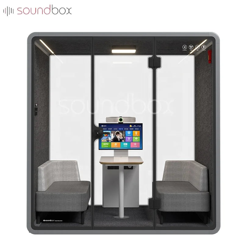 Meeting Pod for 4 Person Silence Booth Cabinet Telephone Office Work Soundproof Booths