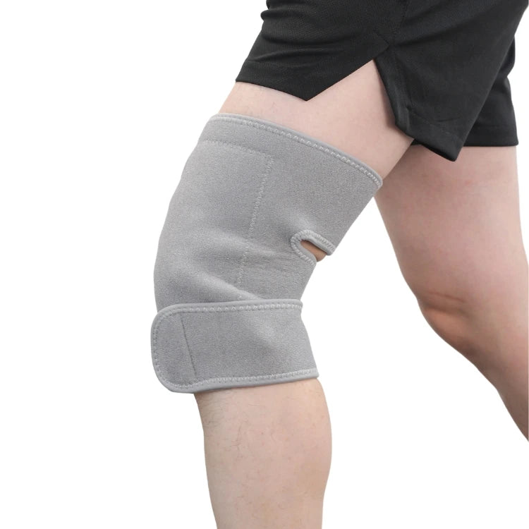 Grey Neoprene Knee Support Sleeve Tourmaline Self-Heating Brace Belt Soft Breathable Plus Size Training Kneecap