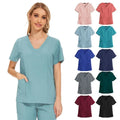 42025LW in Stock Pure Color Mental Health Nurse Nursing Uniform Sample Nursing Scrubs Set for Women